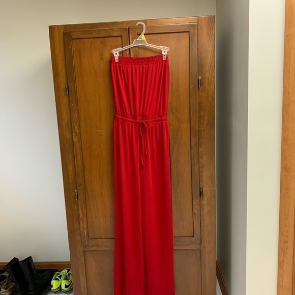 Urban Outfitters Pants - Urban Outfitters Red Strapless Jumpsuit